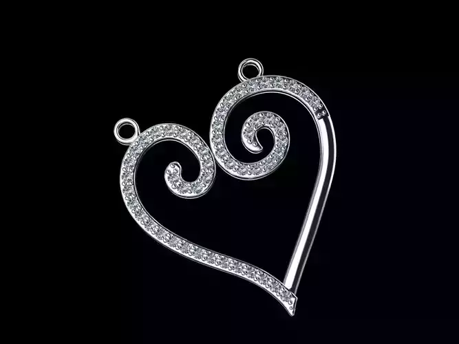 Heart shape pendant pave setting