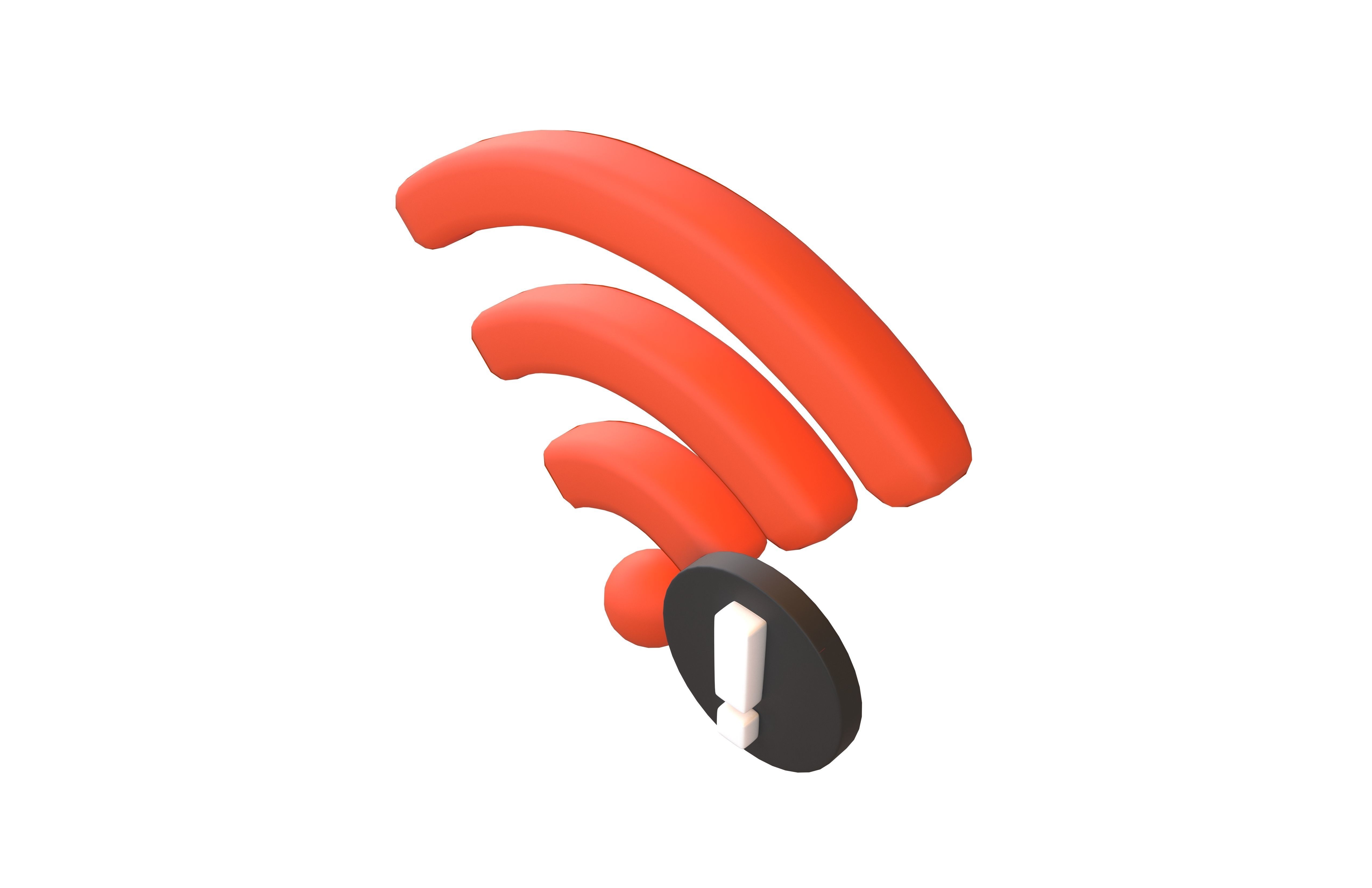 Wifi Problem Symbol v1 016 Low-poly 3D model_2