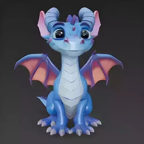  Baby Dragon Stylized Fantasy Creature for Games or 3d printing