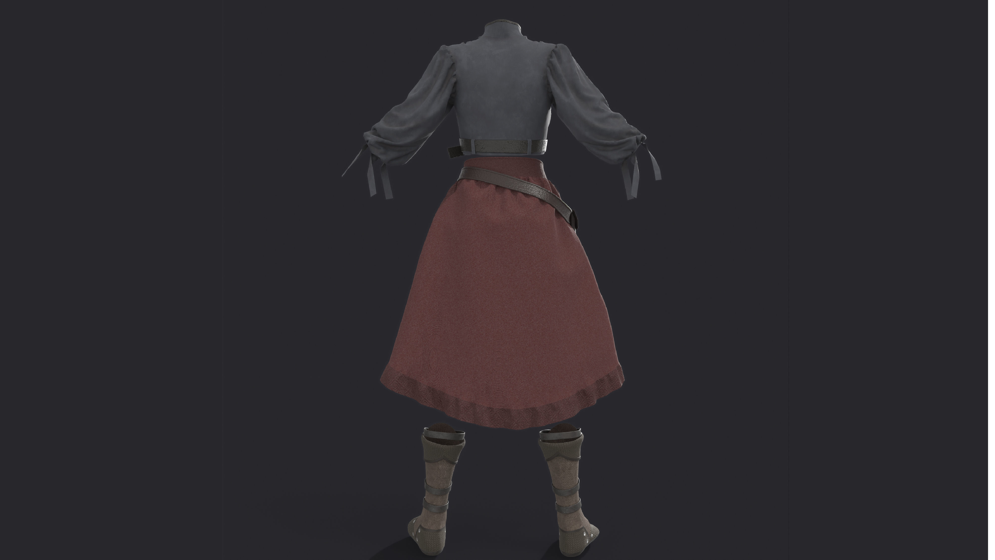 3D girl ouffit character clothing and shoes 3D model_4