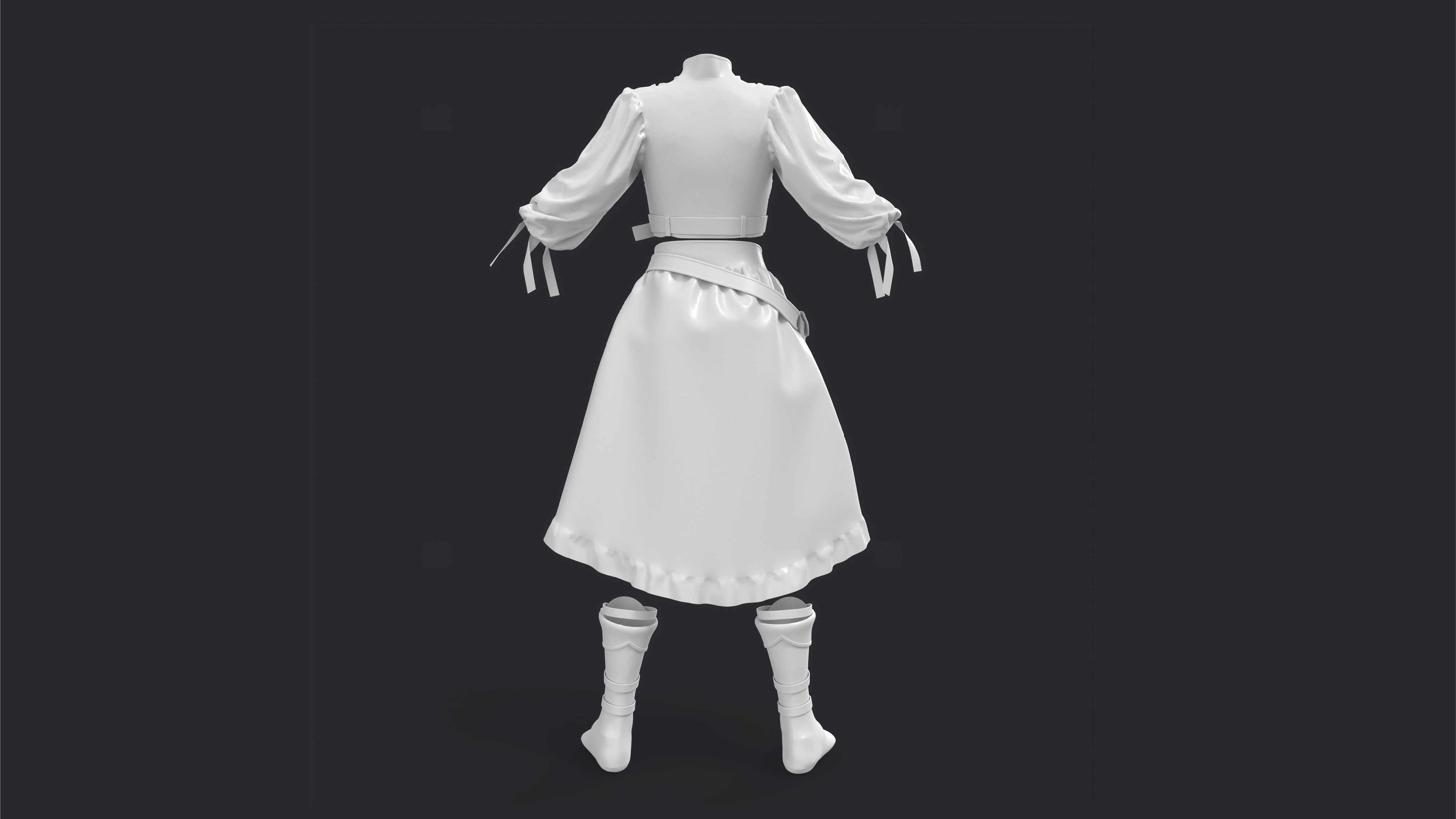 3D girl ouffit character clothing and shoes 3D model_6