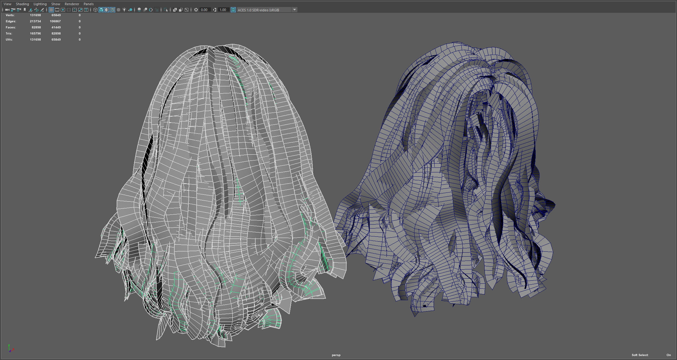 Real-time long hair Low-poly 3D model_12