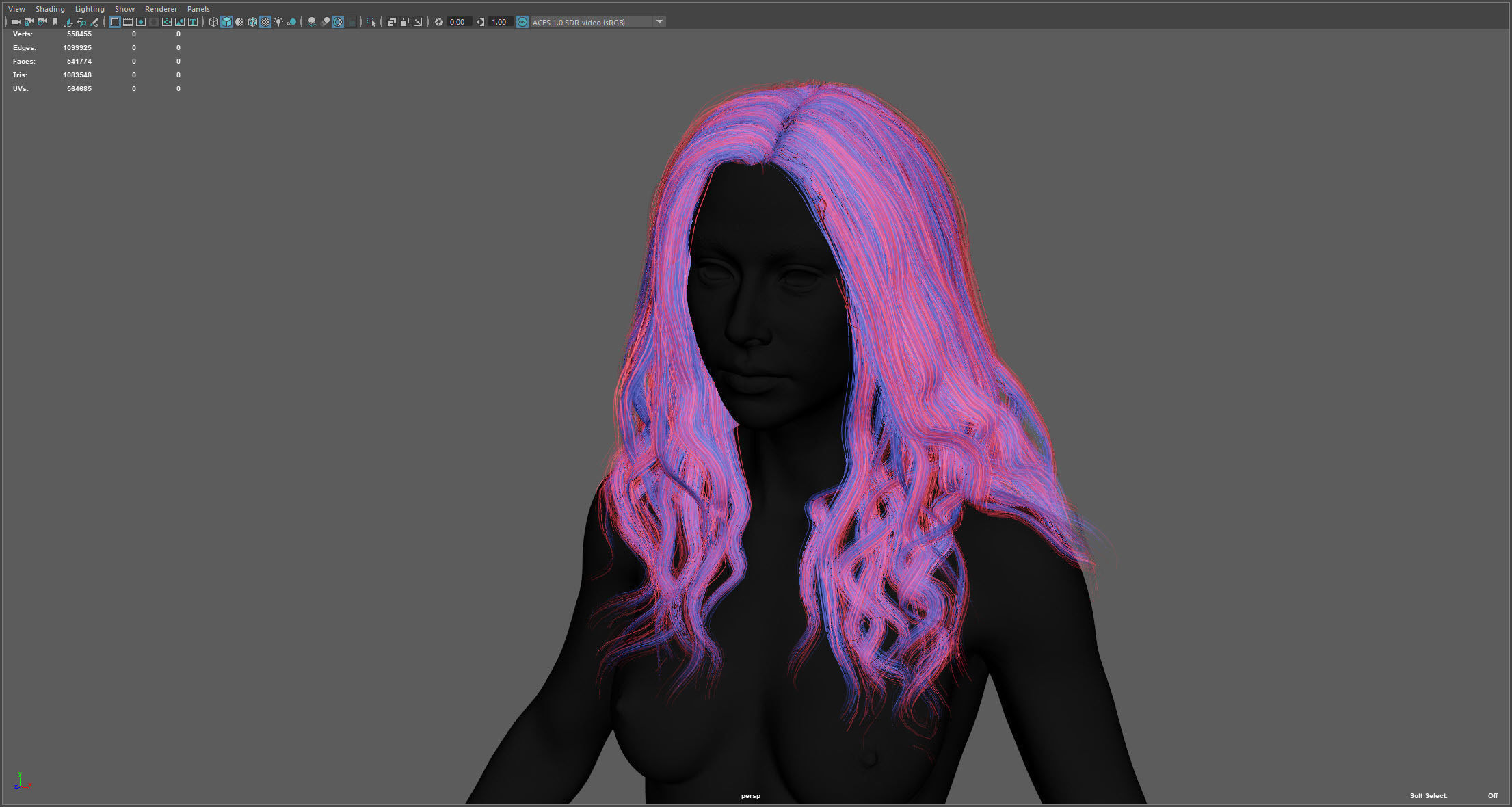 Real-time long hair Low-poly 3D model_16