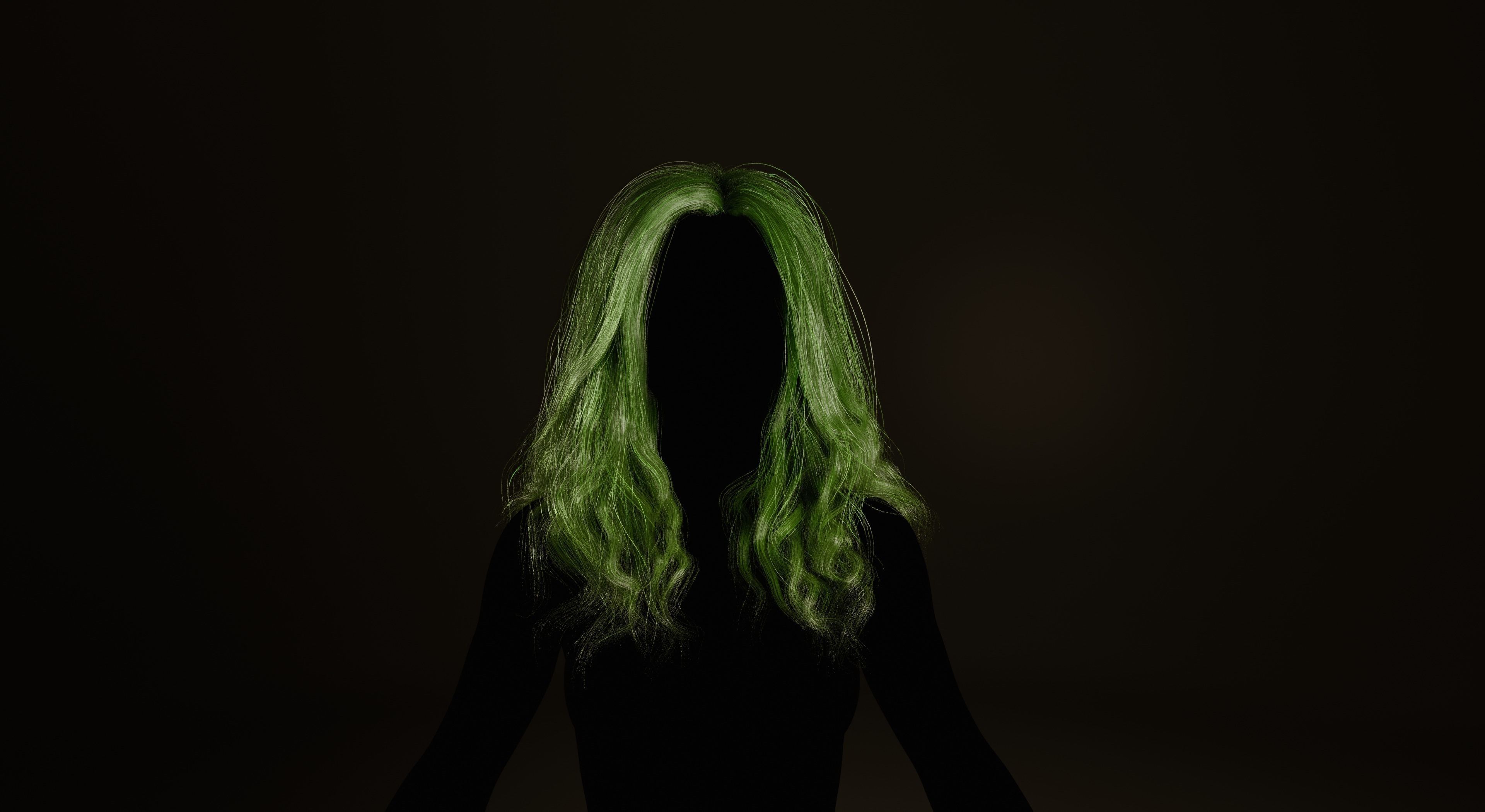 Real-time long hair Low-poly 3D model_10