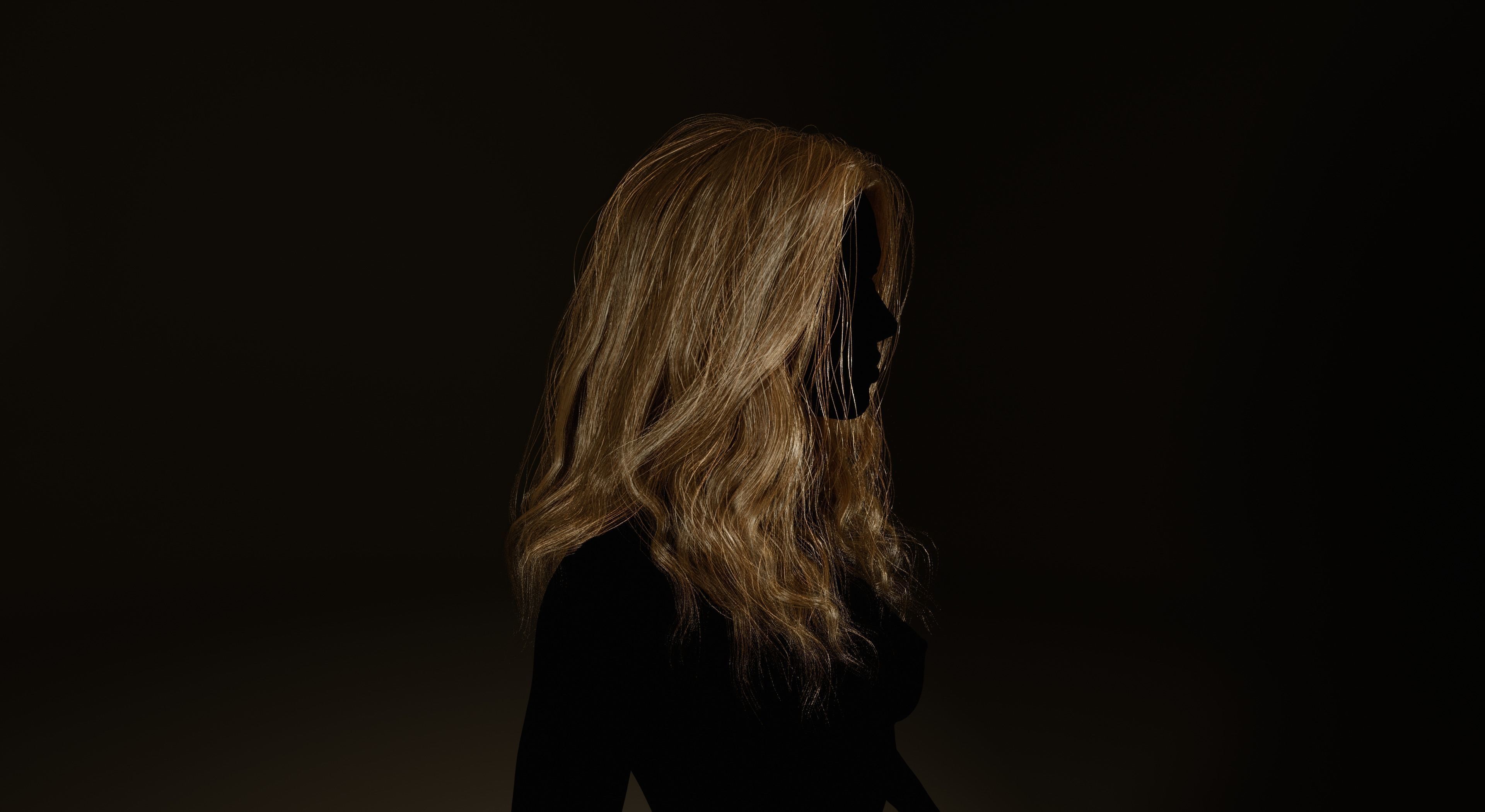 Real-time long hair Low-poly 3D model_1