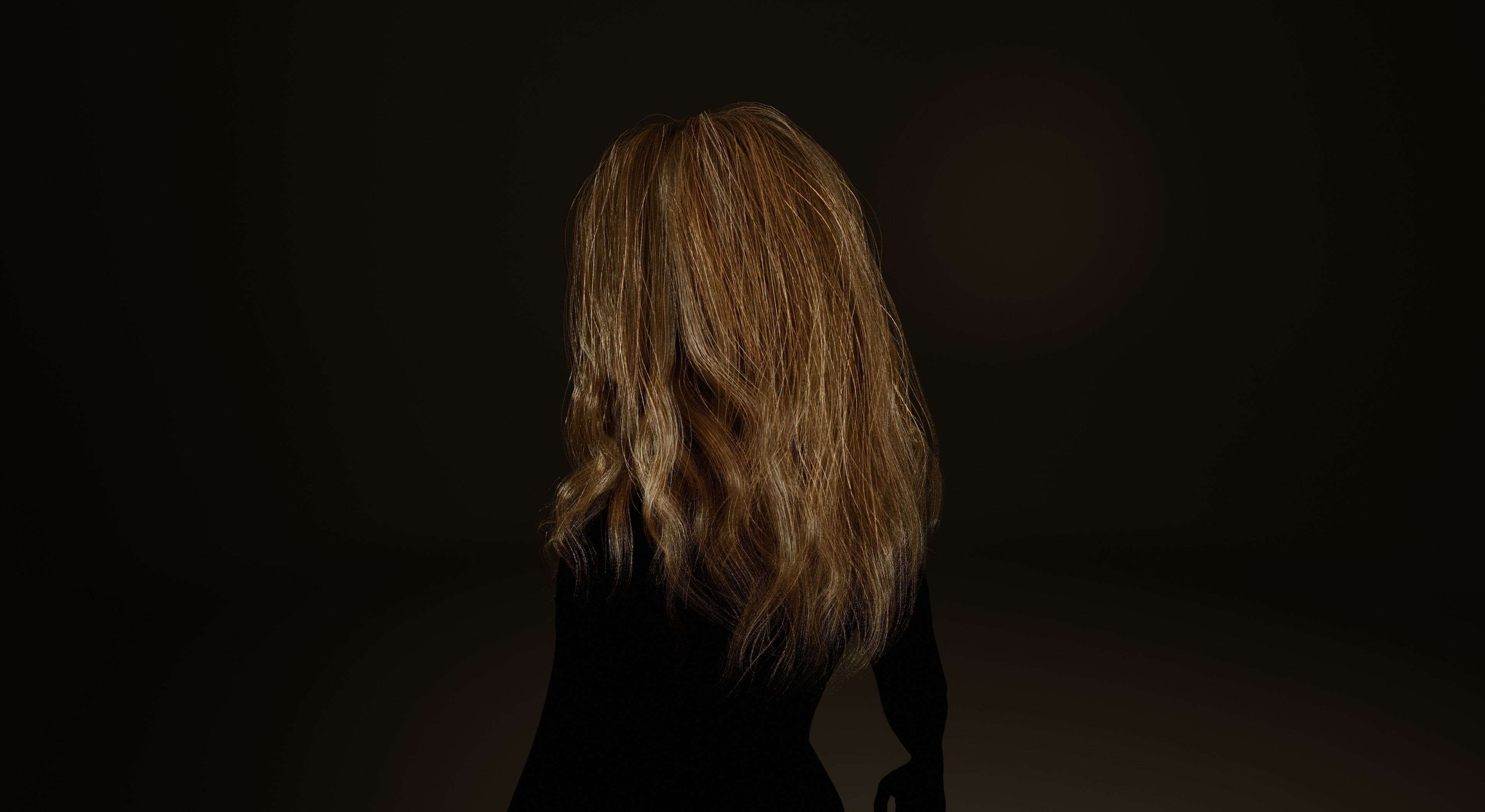 Real-time long hair Low-poly 3D model_4