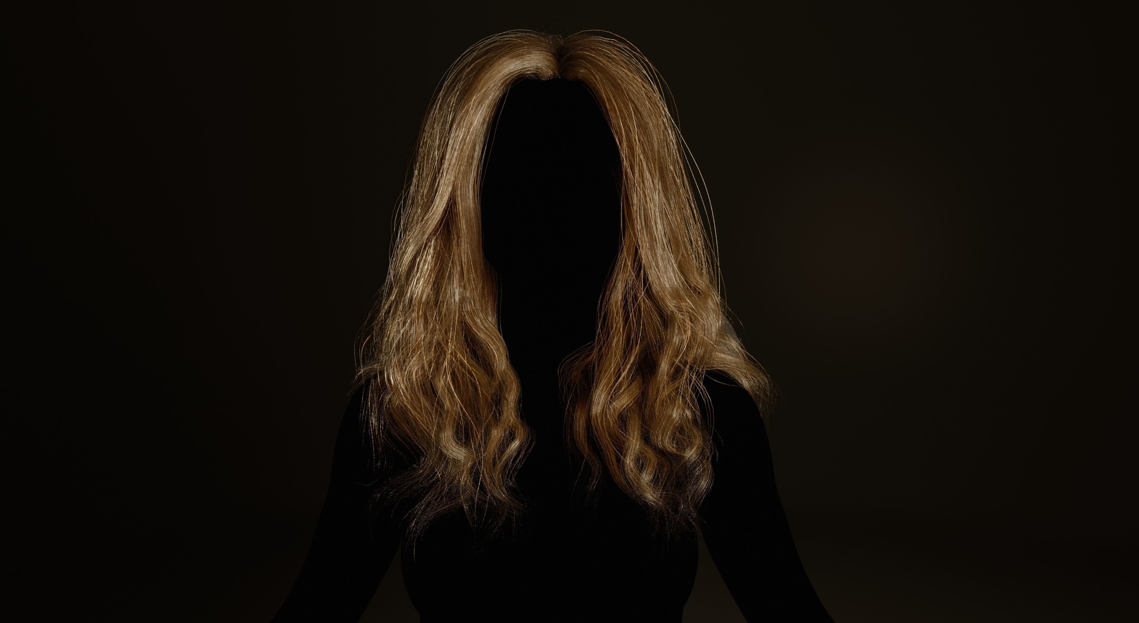 Real-time long hair Low-poly 3D model_3