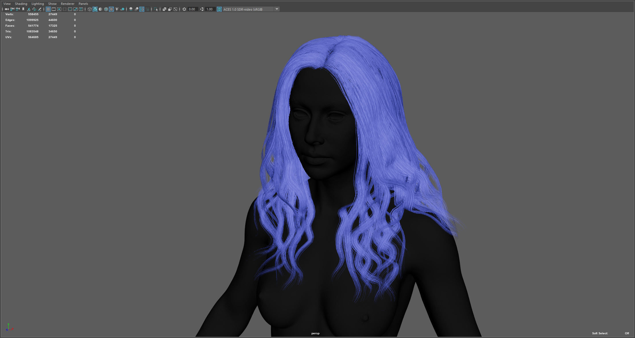 Real-time long hair Low-poly 3D model_14