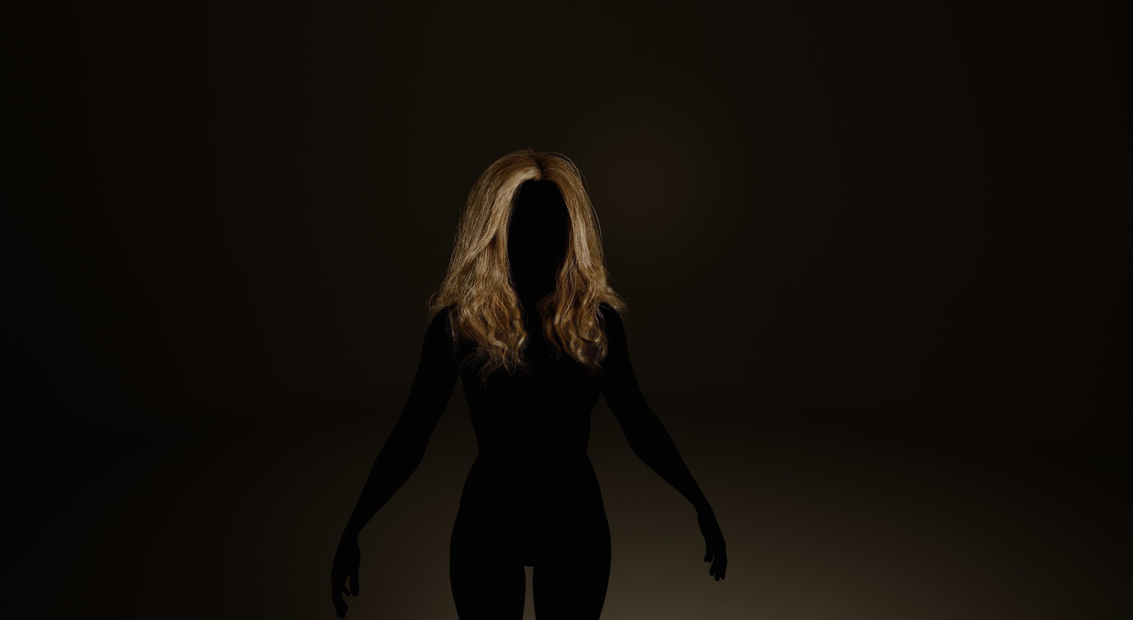 Real-time long hair Low-poly 3D model_2