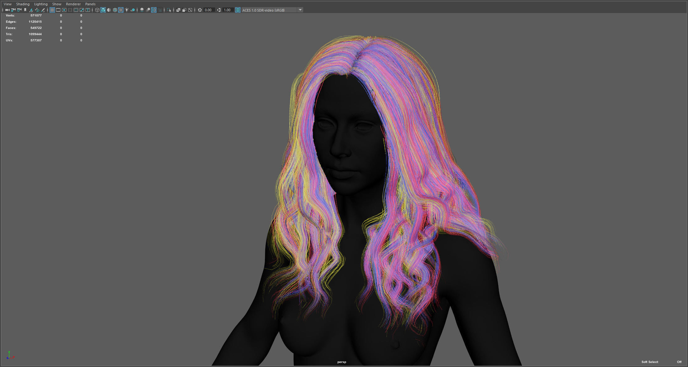 Real-time long hair Low-poly 3D model_15