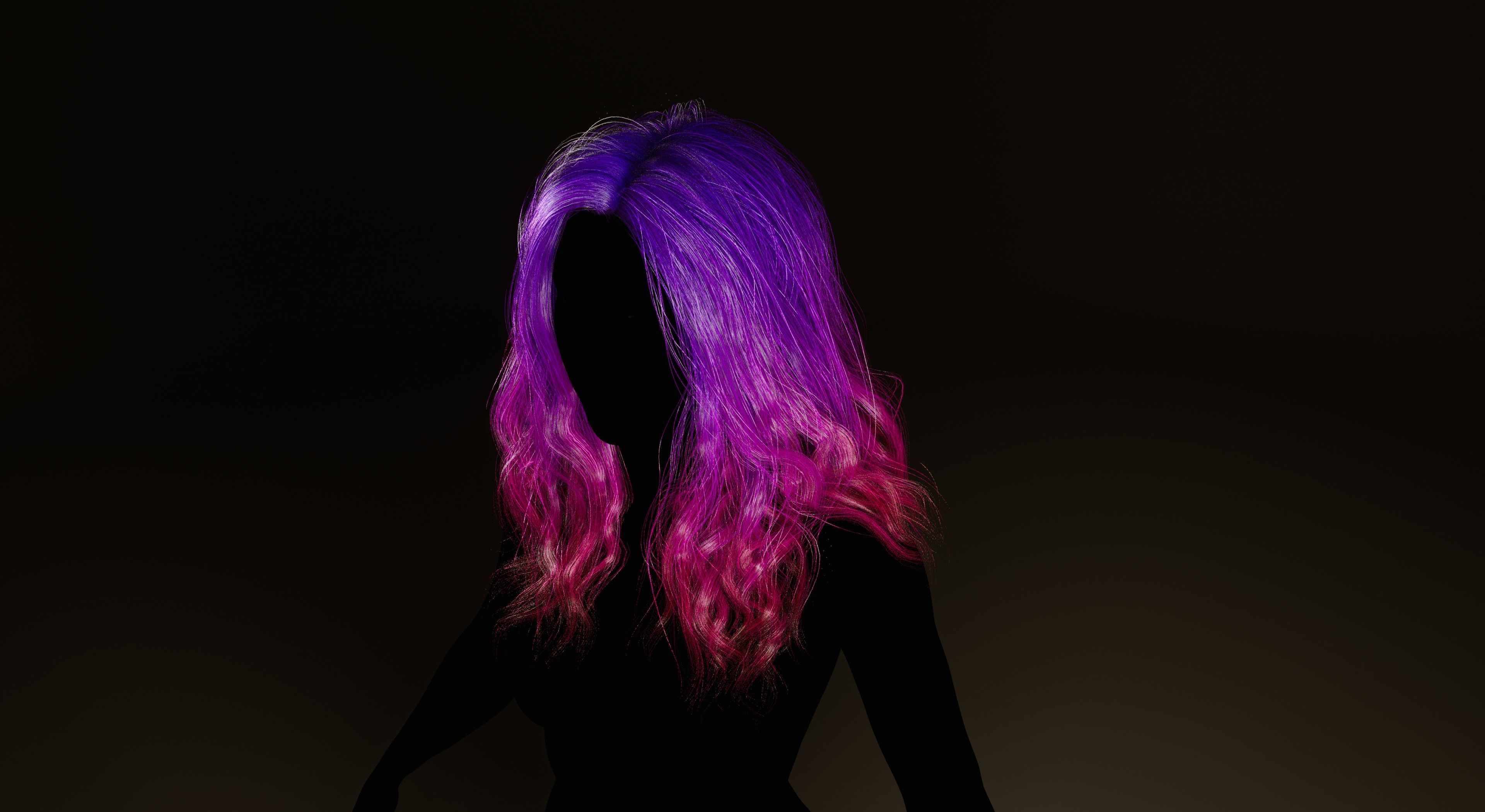 Real-time long hair Low-poly 3D model_9