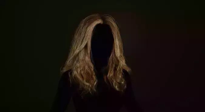 Real-time long hair Low-poly 3D model