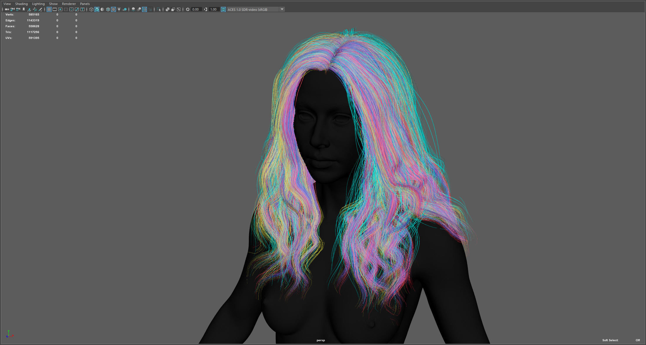 Real-time long hair Low-poly 3D model_17