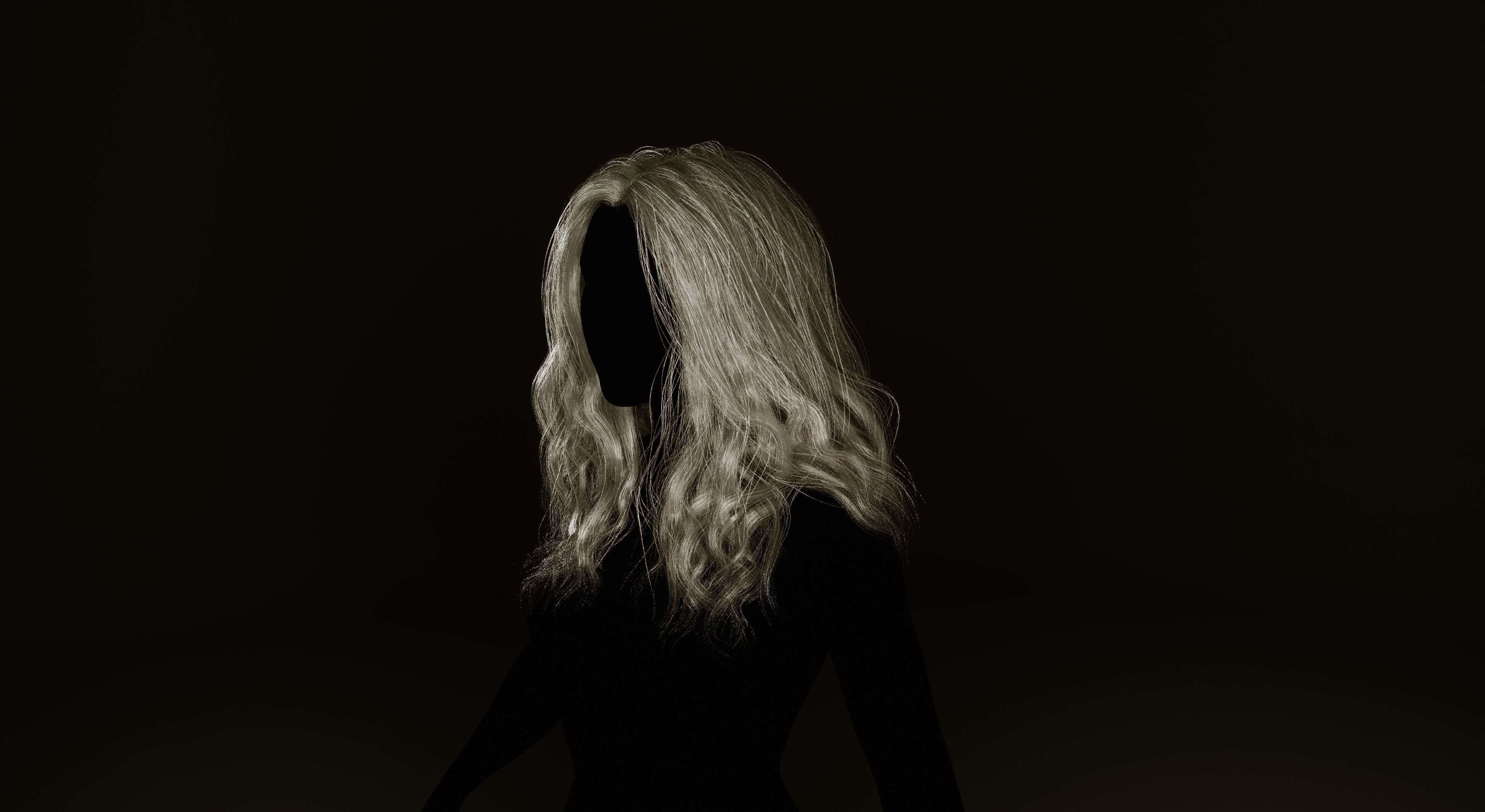 Real-time long hair Low-poly 3D model_11