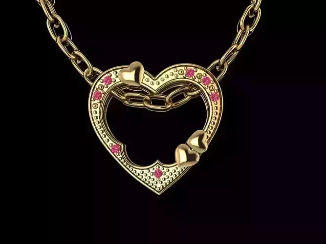 Heart shape necklace with hearts on top