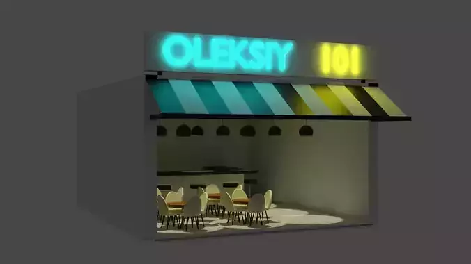 cafe with neon lights