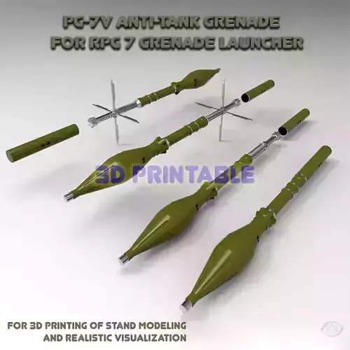 Grenade PG-7V for grenade launcher RPG 7 3D Printable Moulage  3D model