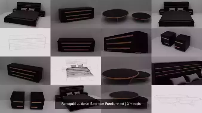 Rosegold Luxiorus Bedroom Furniture set