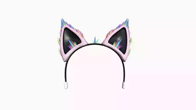 Furry Ears Tiara A09 Colored - Headband Character Design Low-poly 3D model