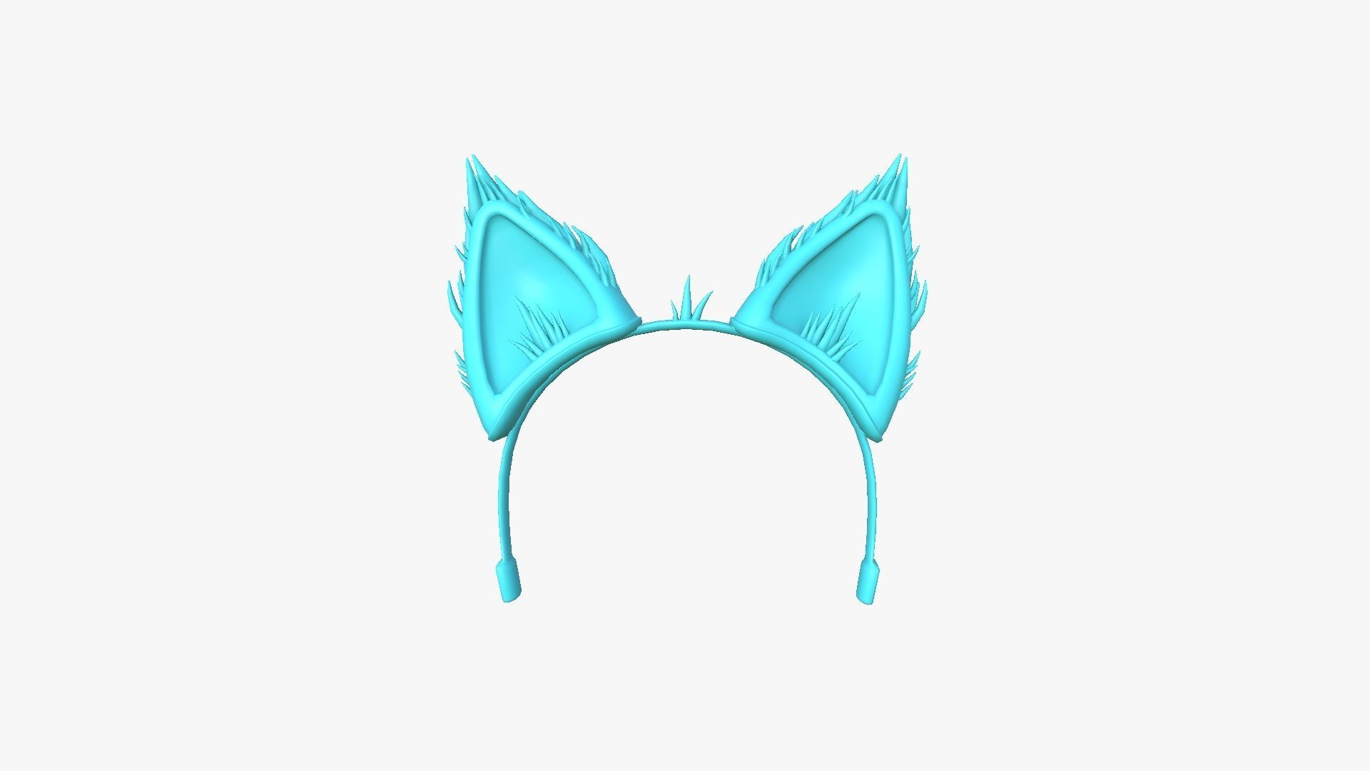 Furry Ears Tiara A09 Colored - Headband Character Design Low-poly 3D model_7