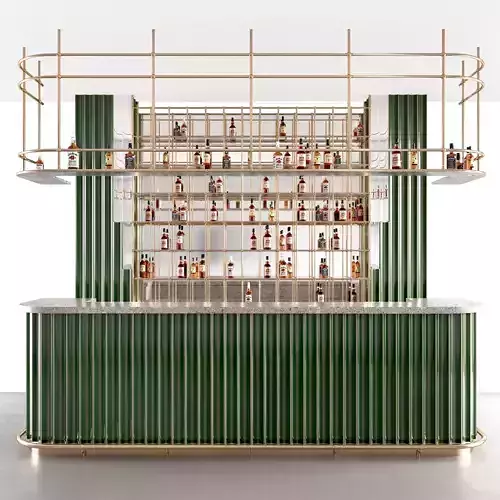 Bar Counter with bottles 3D model