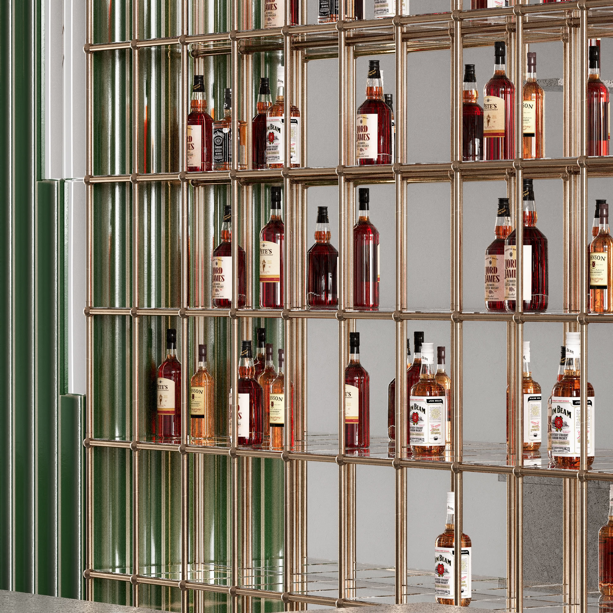 Bar Counter with bottles 3D model_6