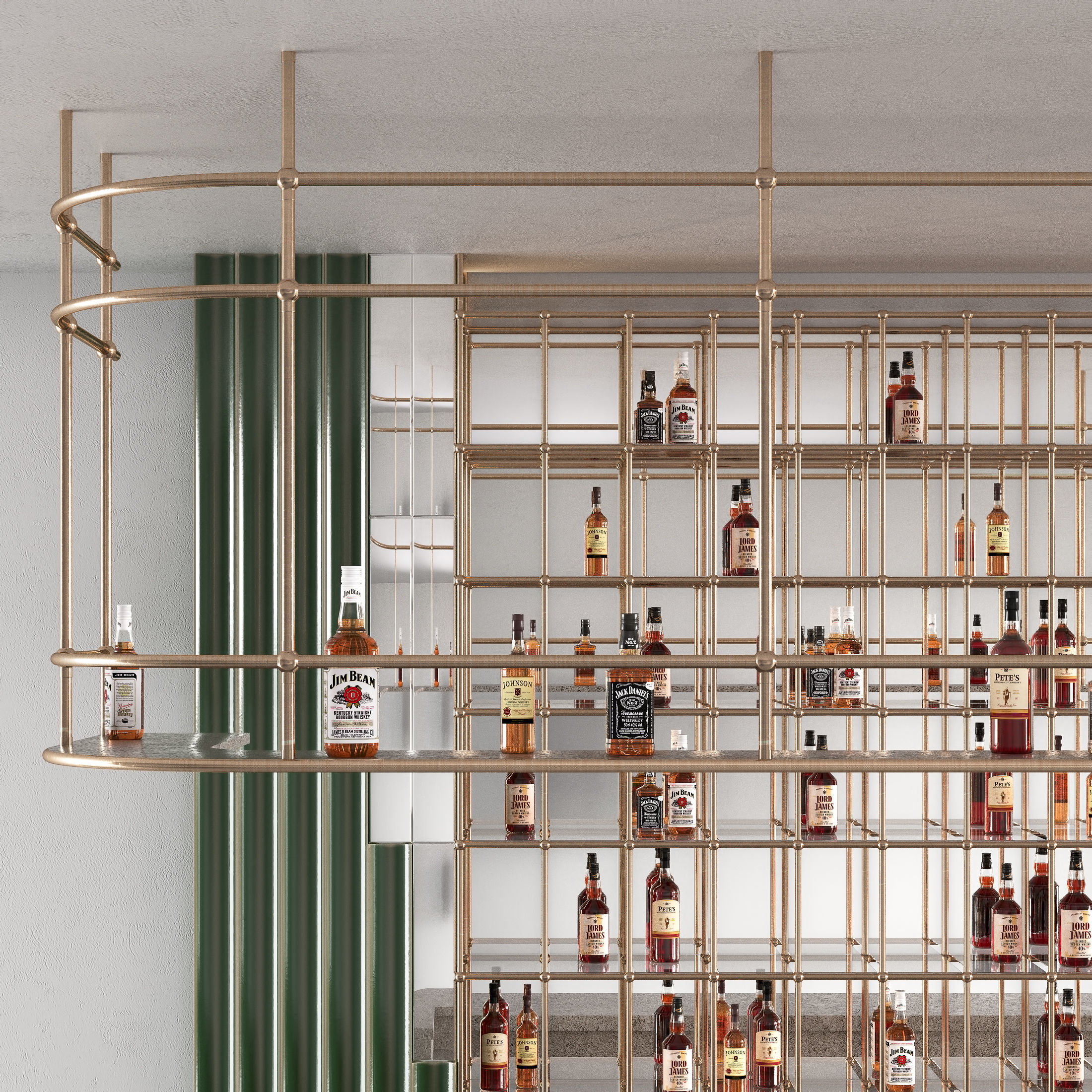 Bar Counter with bottles 3D model_5