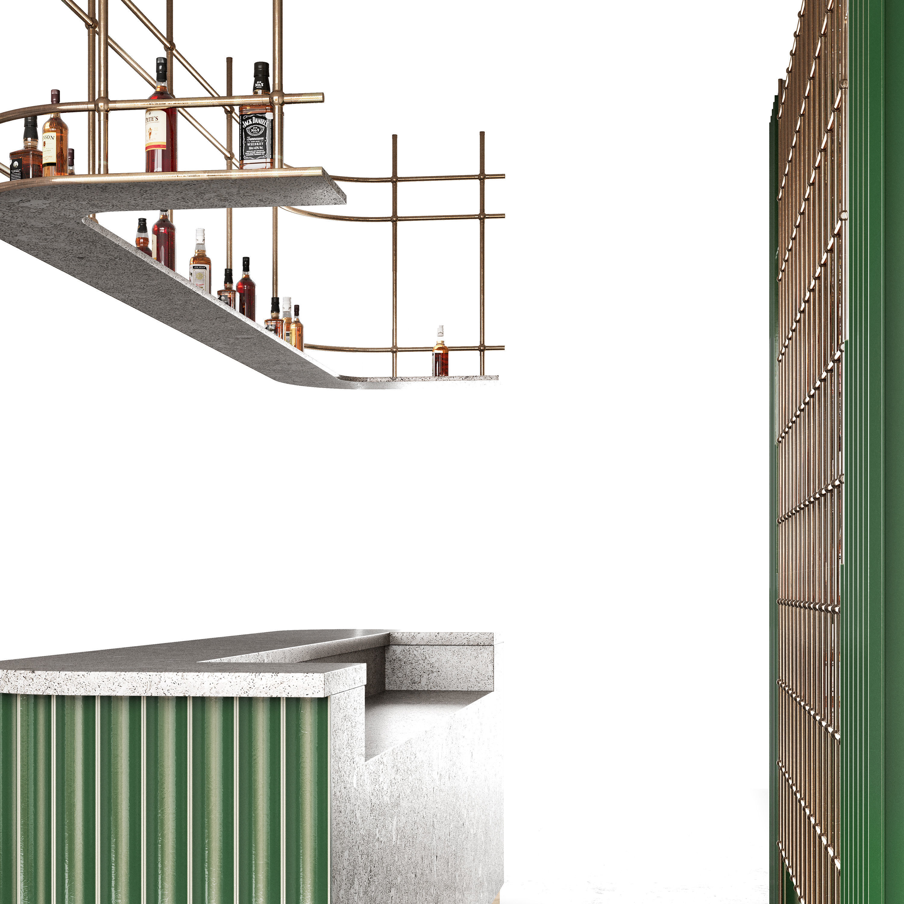 Bar Counter with bottles 3D model_7