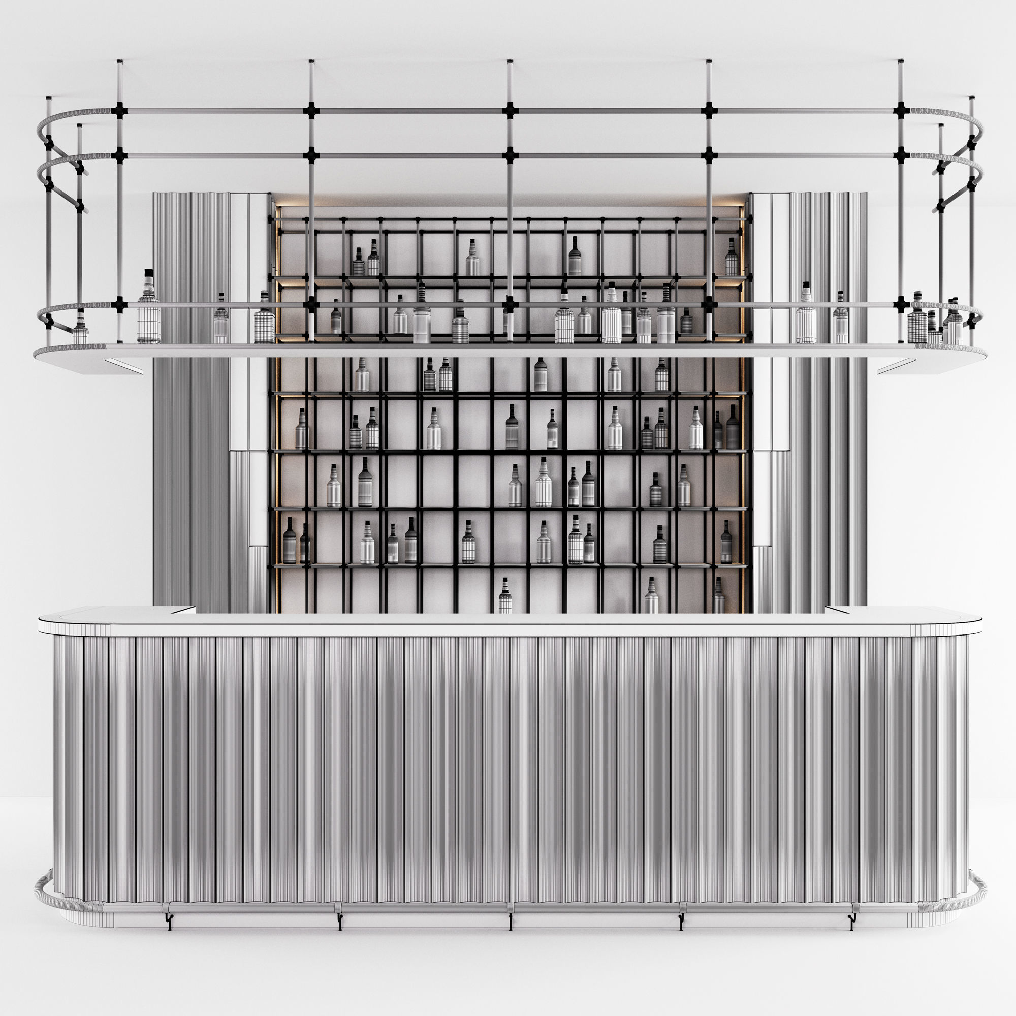 Bar Counter with bottles 3D model_8