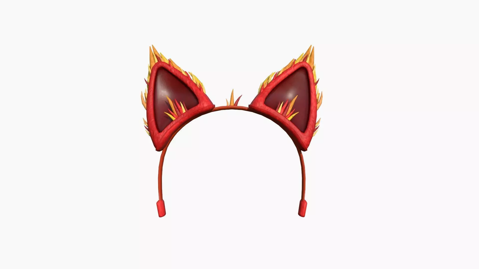 Furry Ears Tiara A10 Red - Headband Character Design Low-poly 3D model_0