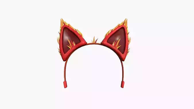 Furry Ears Tiara A10 Red - Headband Character Design Low-poly 3D model