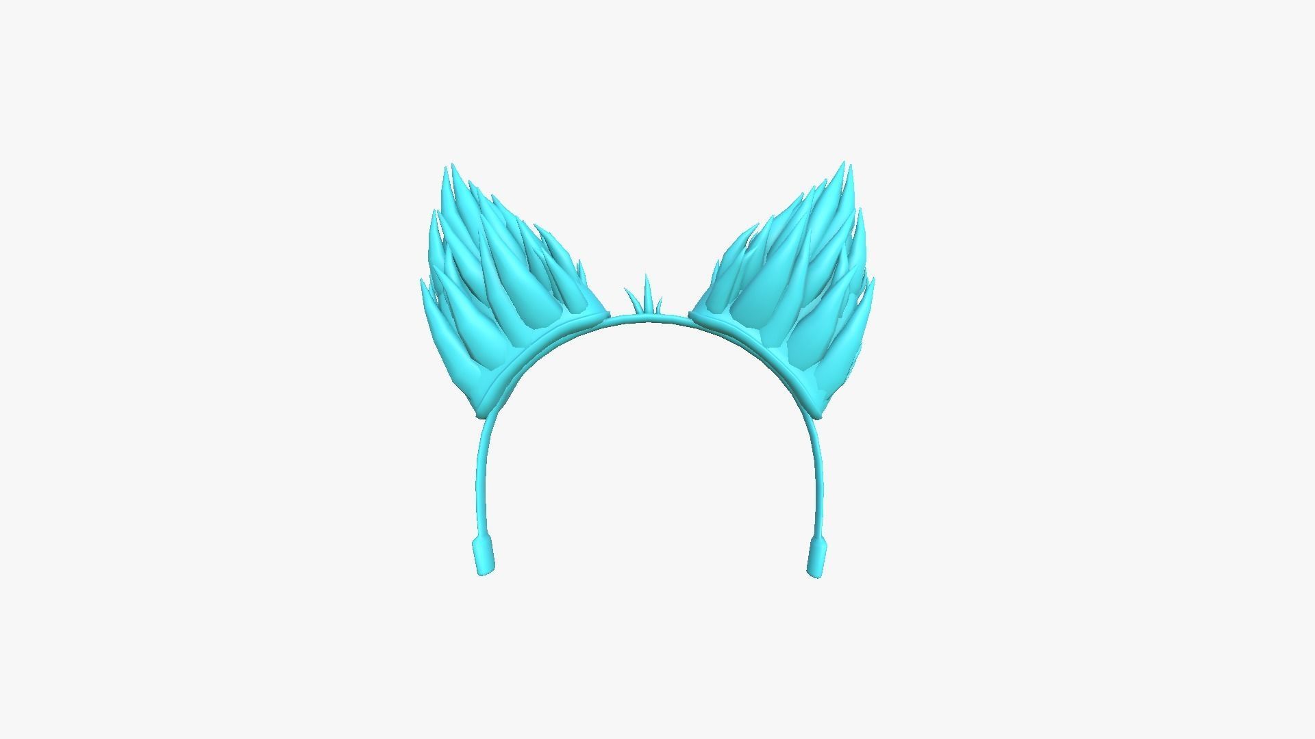 Furry Ears Tiara A10 Red - Headband Character Design Low-poly 3D model_13