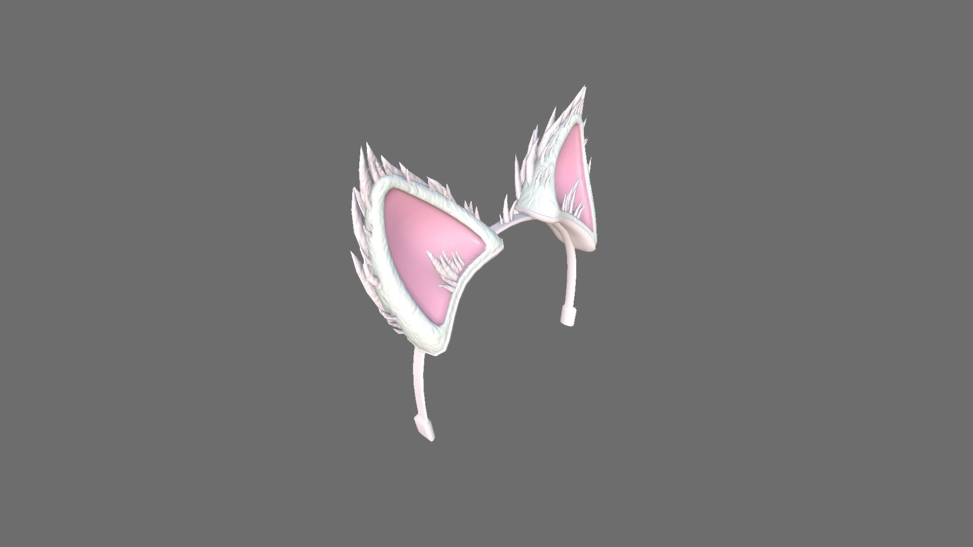 Furry Ears Tiara A06 White - Headband Character Design Low-poly 3D model_2