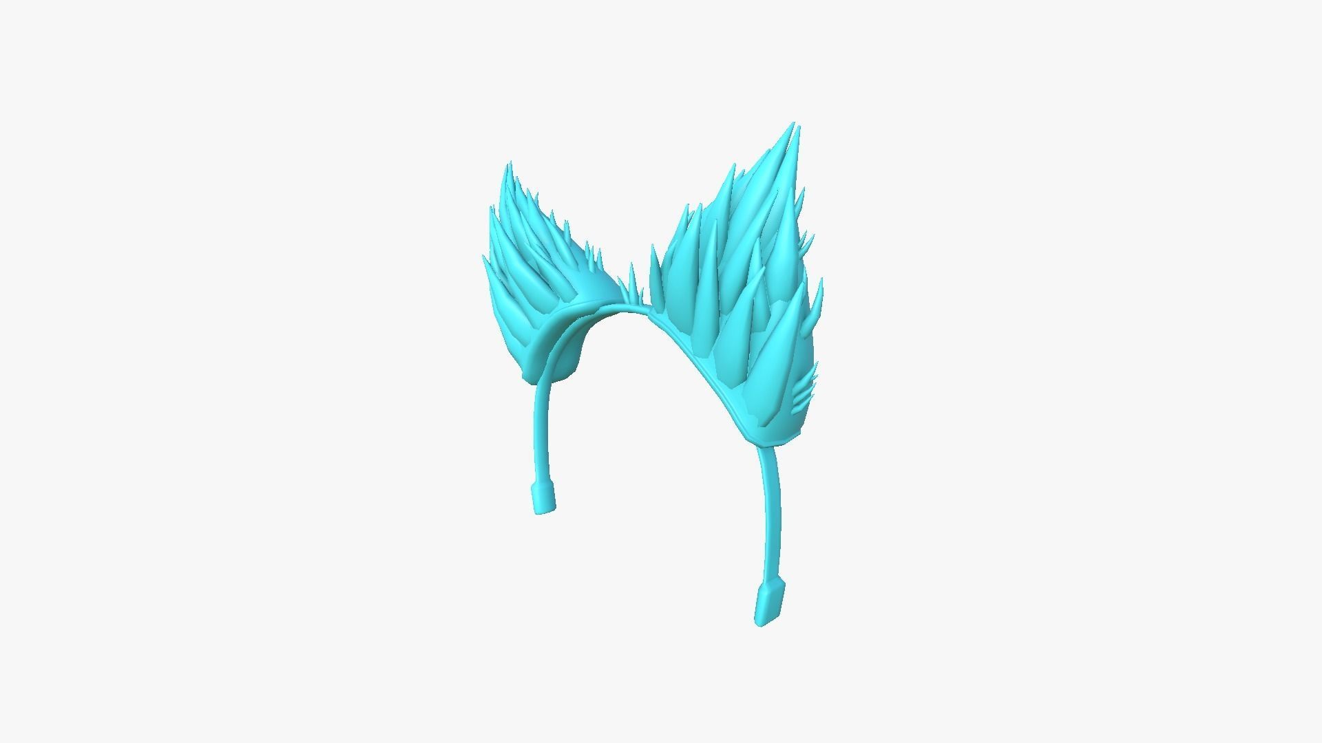 Furry Ears Tiara A06 White - Headband Character Design Low-poly 3D model_11