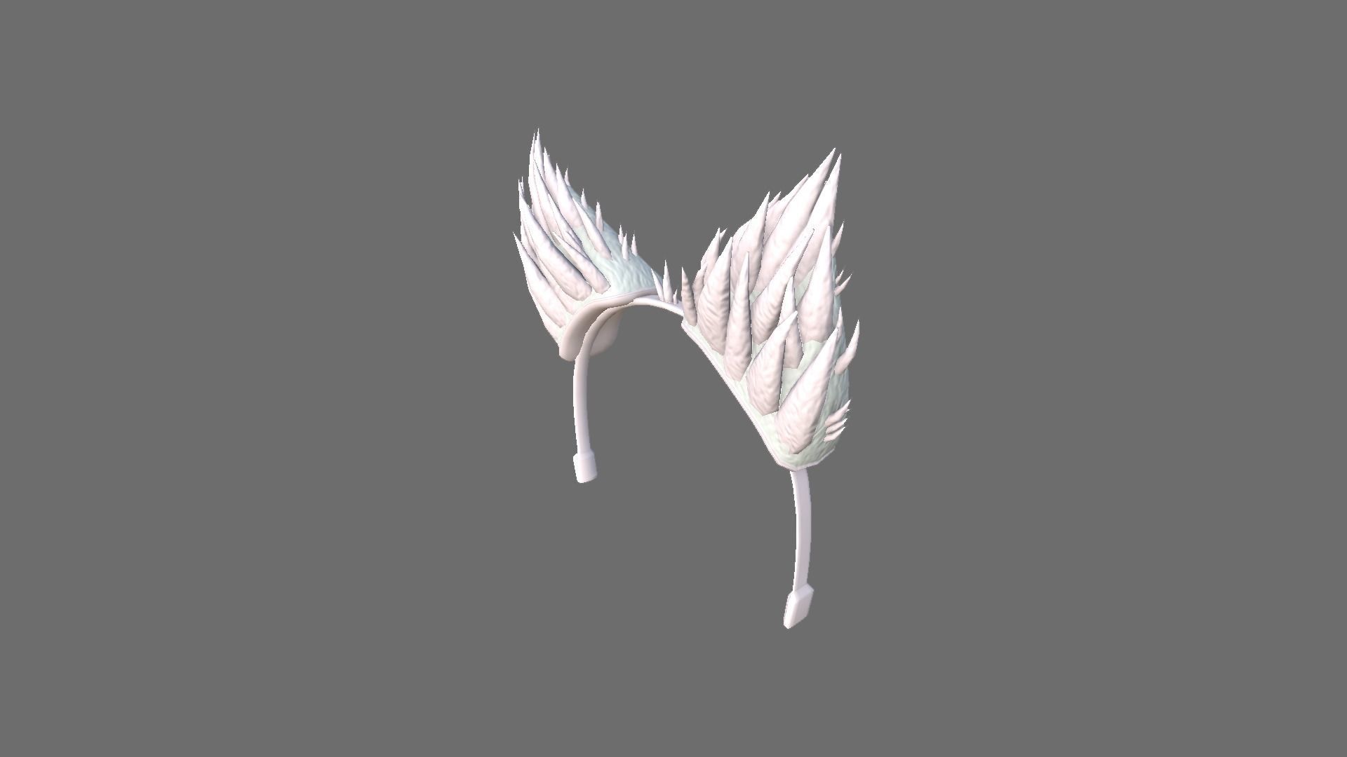 Furry Ears Tiara A06 White - Headband Character Design Low-poly 3D model_3