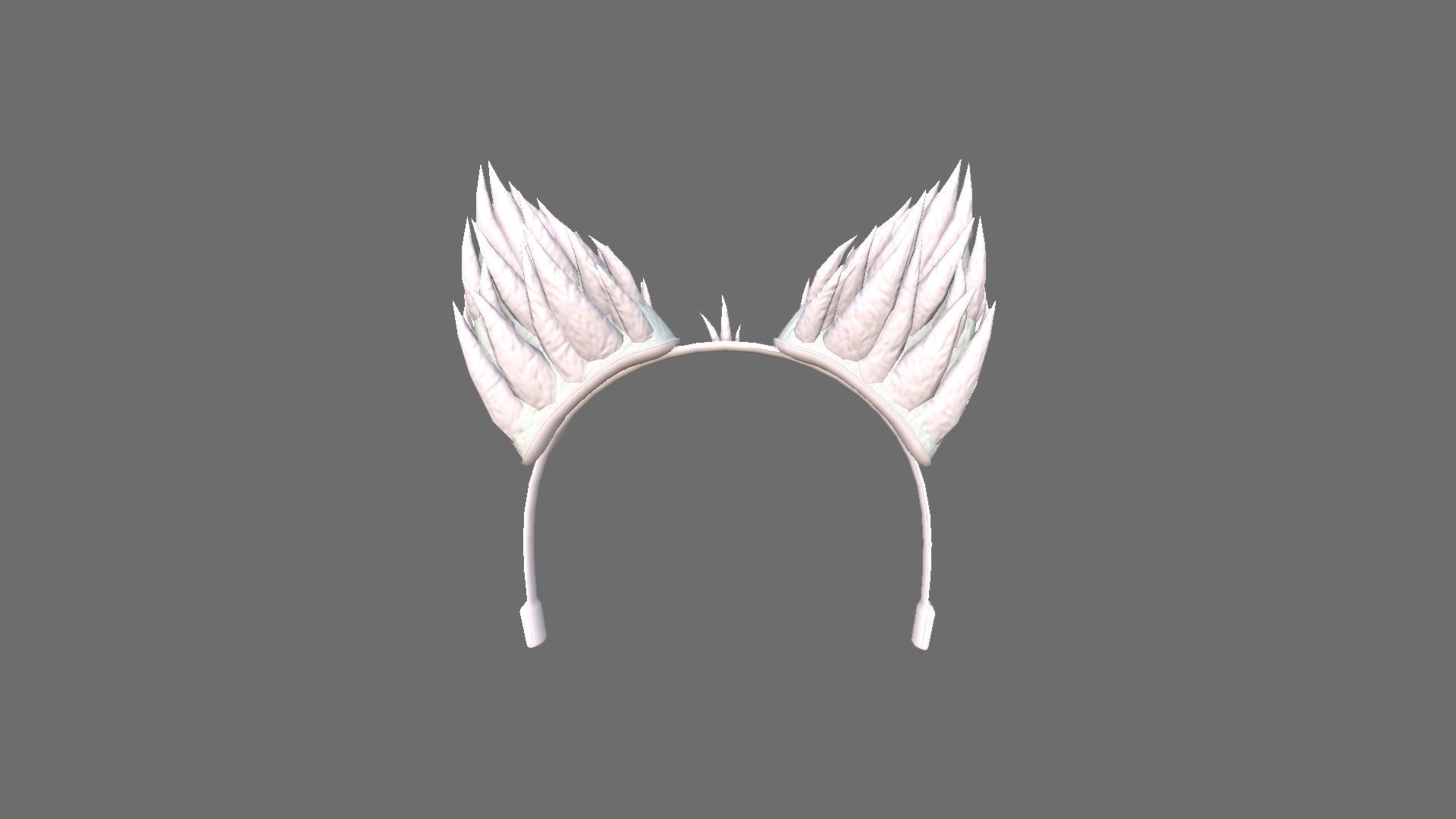 Furry Ears Tiara A06 White - Headband Character Design Low-poly 3D model_1
