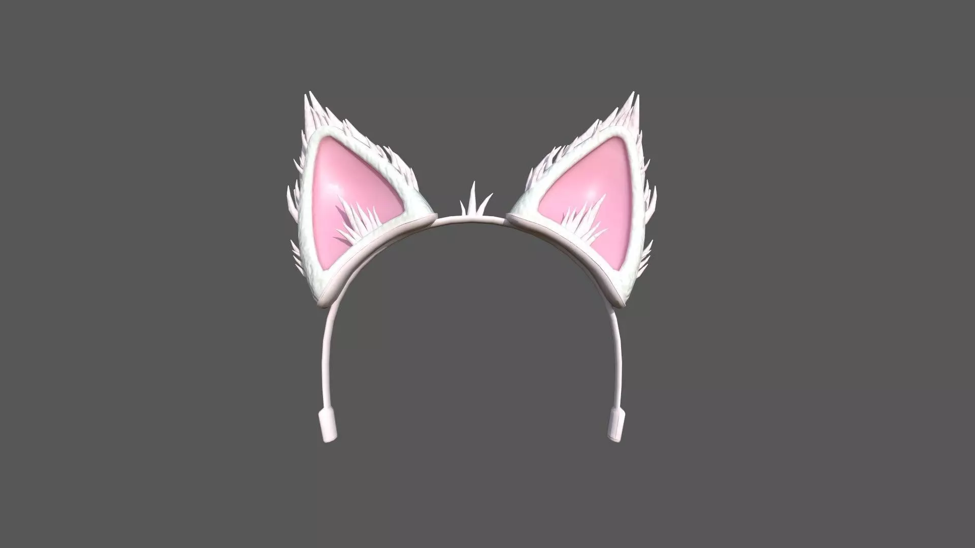 Furry Ears Tiara A06 White - Headband Character Design Low-poly 3D model_0