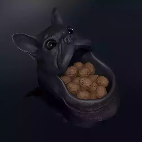 STL 3D print file dog bowl French bulldog High-polygon  3D print model