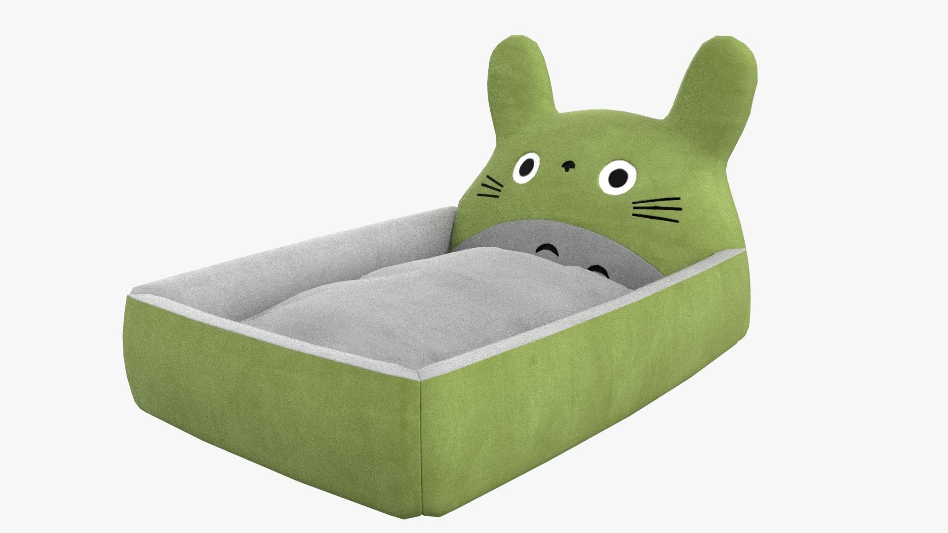 Ghibli Style Kid Bed Child Bed Baby Bed Leaf Green 3D model_2