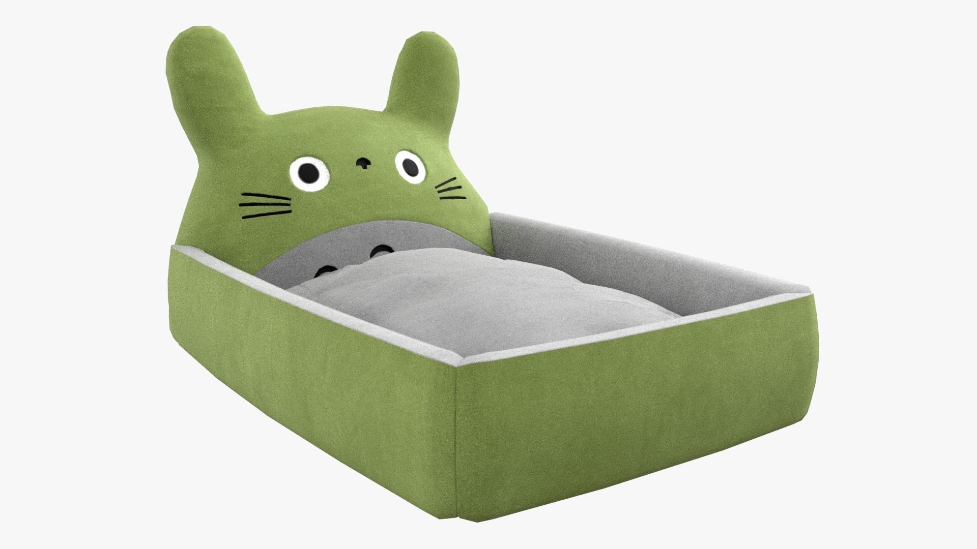 Ghibli Style Kid Bed Child Bed Baby Bed Leaf Green 3D model_1