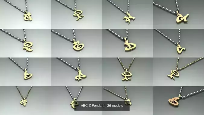 26- Pendant ABC Z Pendant 3D Model Collection