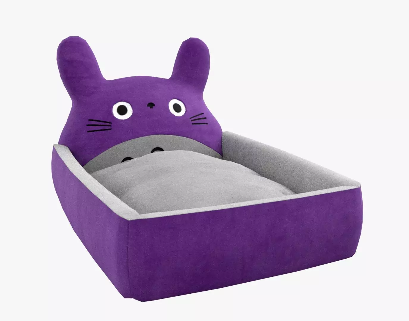 Ghibli Style Kid Bed Child Bed Baby Bed Purple 3D model_0