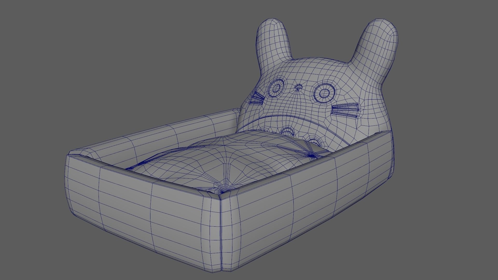 Ghibli Style Kid Bed Child Bed Baby Bed Purple 3D model_10