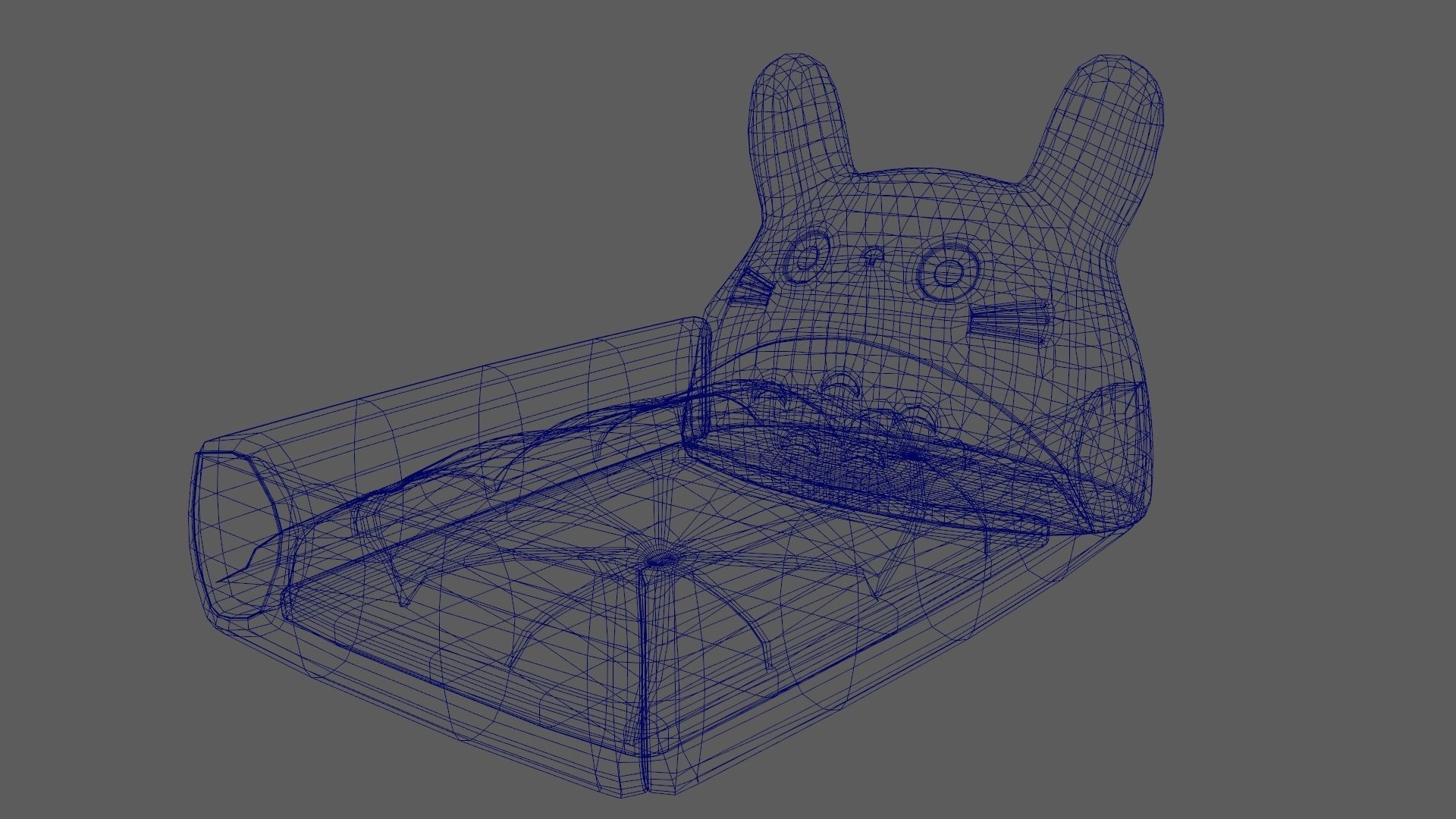 Ghibli Style Kid Bed Child Bed Baby Bed Purple 3D model_14