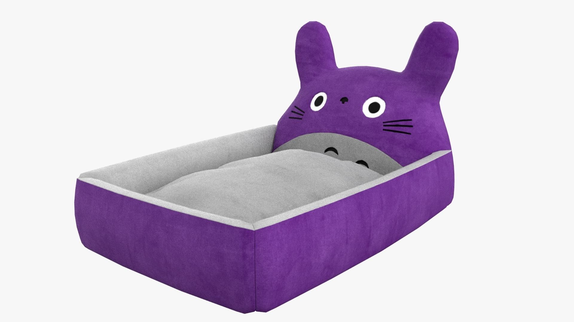 Ghibli Style Kid Bed Child Bed Baby Bed Purple 3D model_2