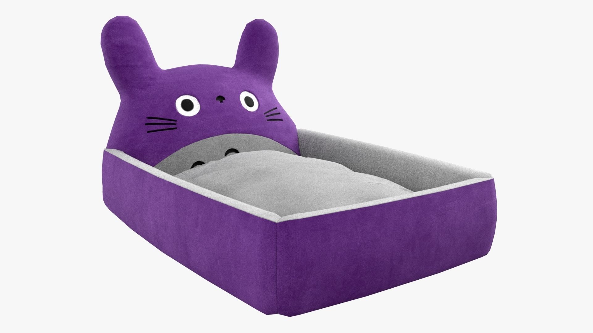 Ghibli Style Kid Bed Child Bed Baby Bed Purple 3D model_1