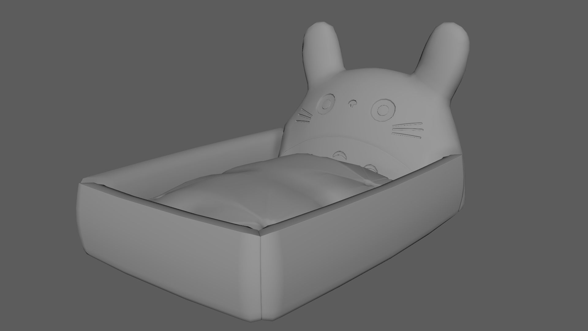 Ghibli Style Kid Bed Child Bed Baby Bed Purple 3D model_6