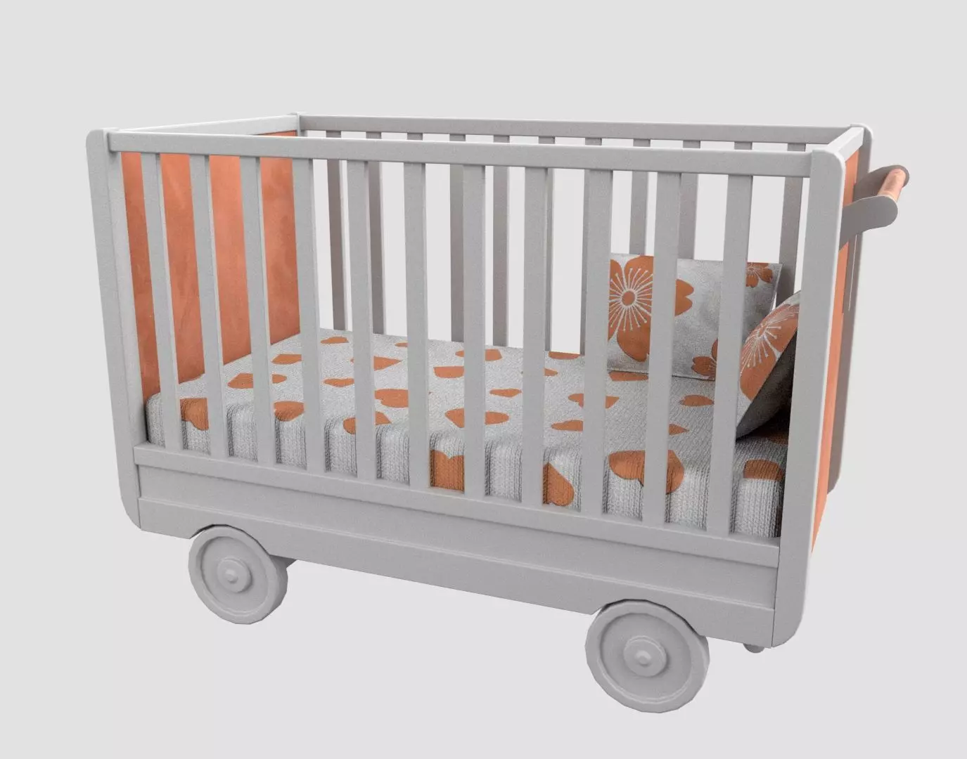 Baby Bed Baby Cot Crib Orange 3D model