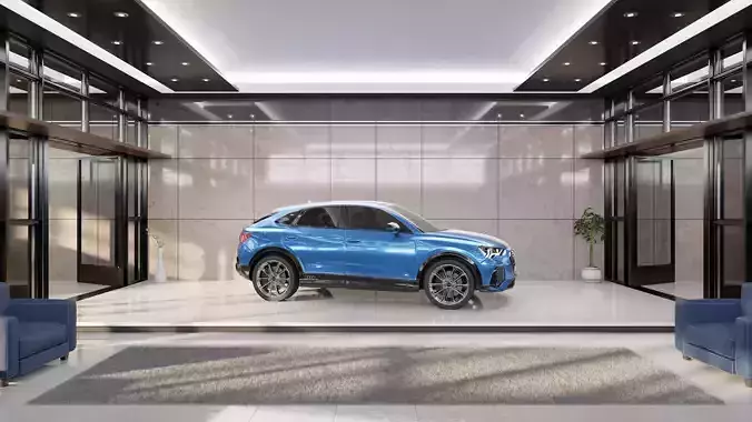 Audi Q3 Modern Showroom - Hipoly 3D Model - blender - fbx - obj 3D model