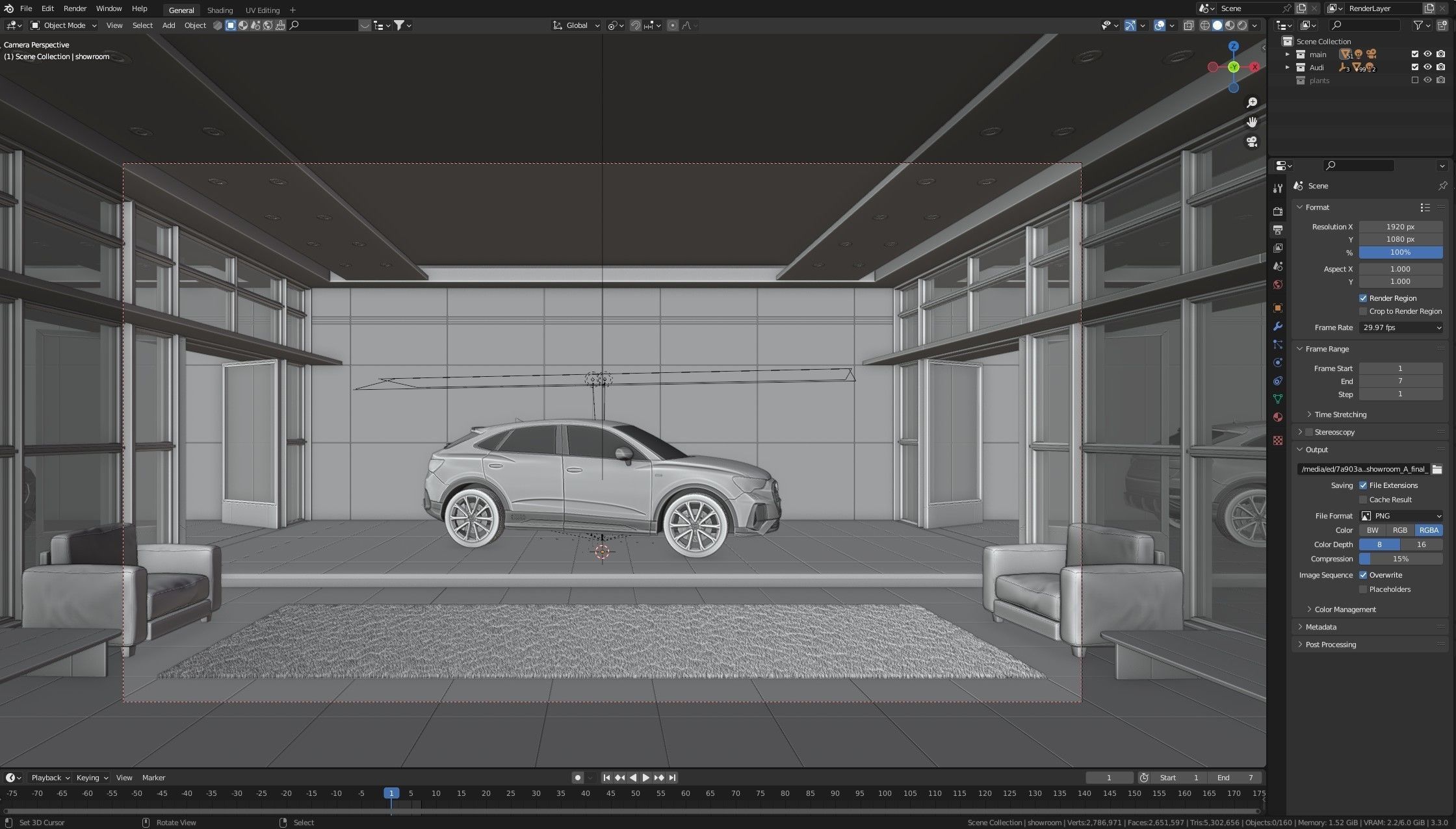 Audi Q3 Modern Showroom - Hipoly 3D Model - blender - fbx - obj 3D model_6